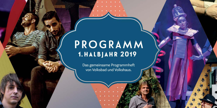 Coverausschnitt des Programmheftes von Volkshaus und Volksbad Jena für das 1. Halbjahr 2019